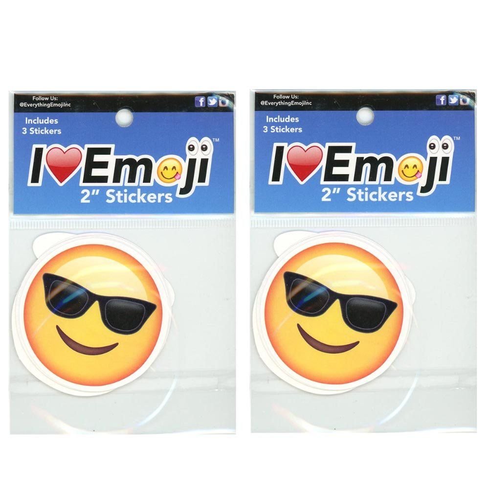 Wholesale Emoji 3pcs 2" Stickers, Sunglasses, Smile & Halo