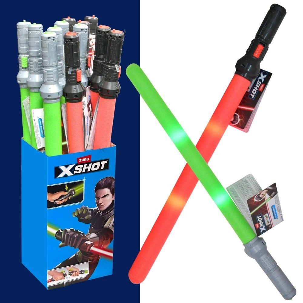 Wholesale Zuru X-Shot Light Swords with hangtag in cardboard bin