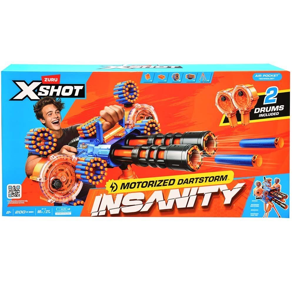 Wholesale Zuru Xshot Insanity Motorized Dartstorm with 200 darts and 2 drum mags in closed box - Series 1