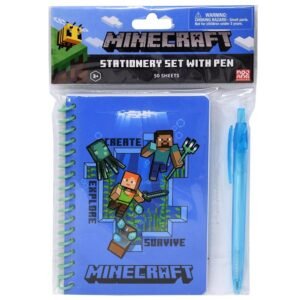 Wholesale Minecraft Spiral Notebook with Pen in Poly Bag with Header 50 Sheets