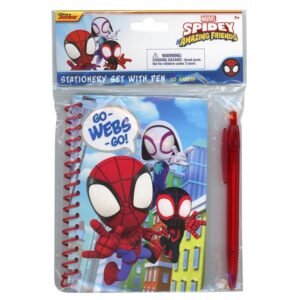 Wholesale Spidey & Friends Spiral Notebook with Pen in Poly Bag with Header 50 Sheets