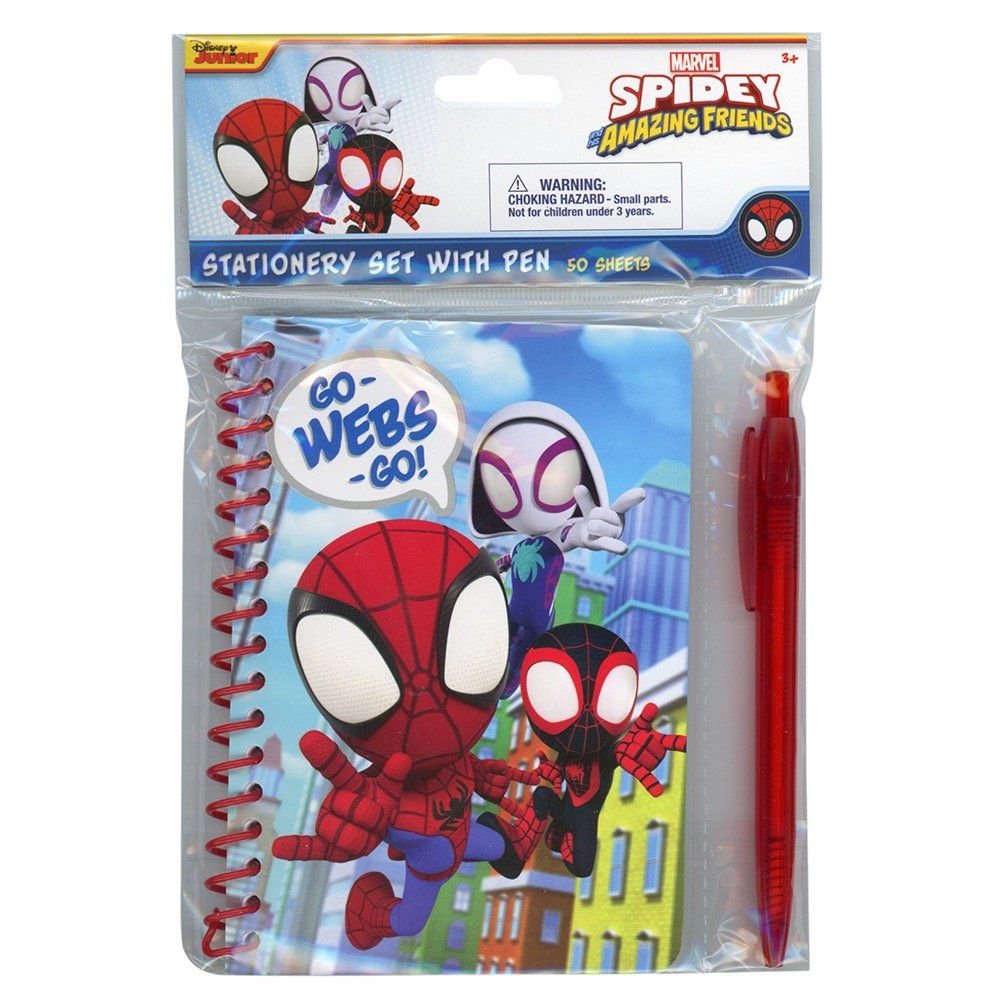 Wholesale Spidey & Friends Spiral Notebook with Pen in Poly Bag with Header 50 Sheets