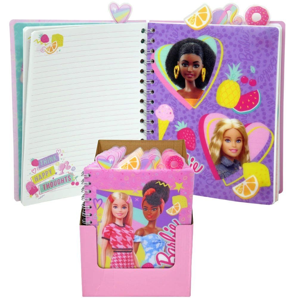 Wholesale Barbie 4 Tabbed Spiral 96pg Journal in PDQ