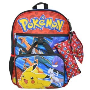 Wholesale Pokemon 5pc 16" Backpack Set Keychain, Utility Case, 2 Zipper pouches