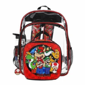 Super Mario Bros. Icons Clear Youth Backpack 5-Piece Set