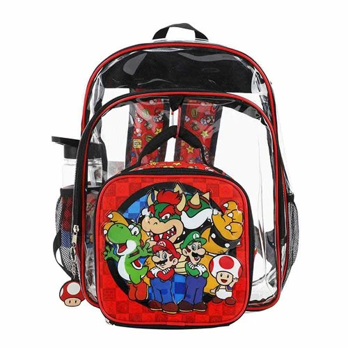 Super Mario Bros. Icons Clear Youth Backpack 5-Piece Set