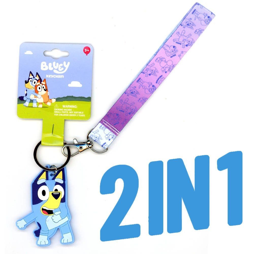 Wholesale No Online Bluey Lanyard with Rubber Keychain