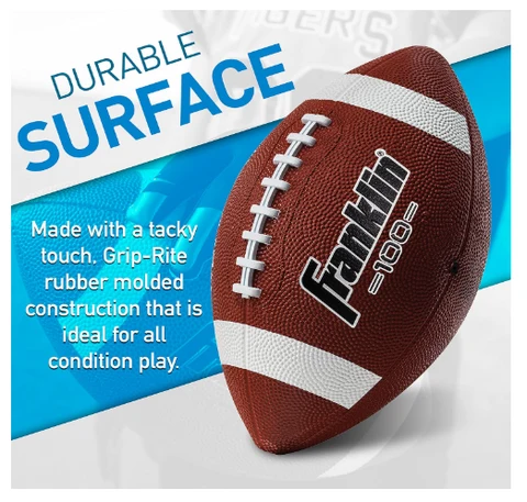 Franklin Junior Grip-Rite Rubber Football Brown - Image 2