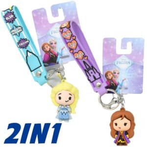 Wholesale Frozen 3D Molded Rubber Keychain with Wrist Strap