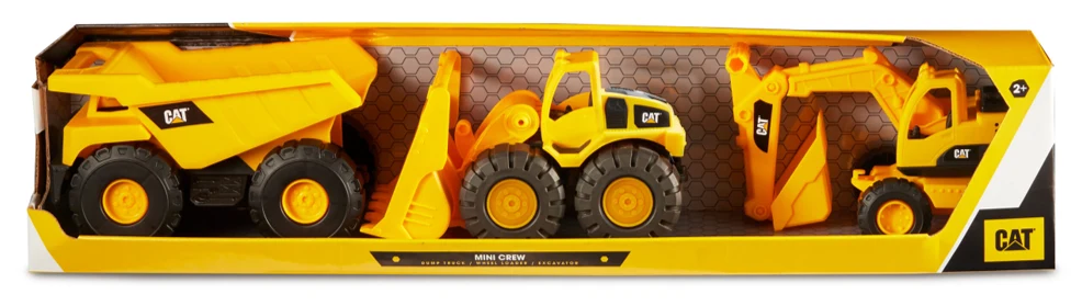 Funrise Cat Mini Crew 3 Pack Of 7" Free-Wheeling Vehicles