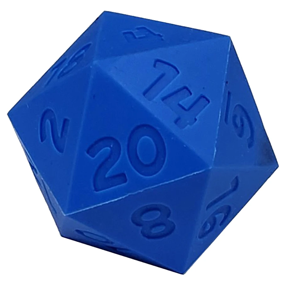 Giant d20: 58mm Bouncy Silicone Dice: Blue