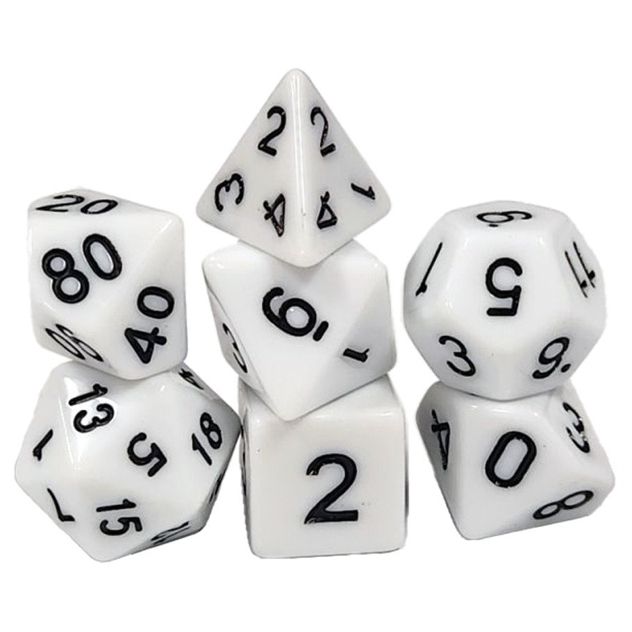 7-Set: 16mm Resin Dice: Classic: White