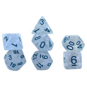 7-Set: 16mm Resin Dice: Frosted: Blue Laser Reflected