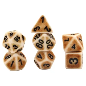7-Set: 16mm Resin Dice: Antique: Gold