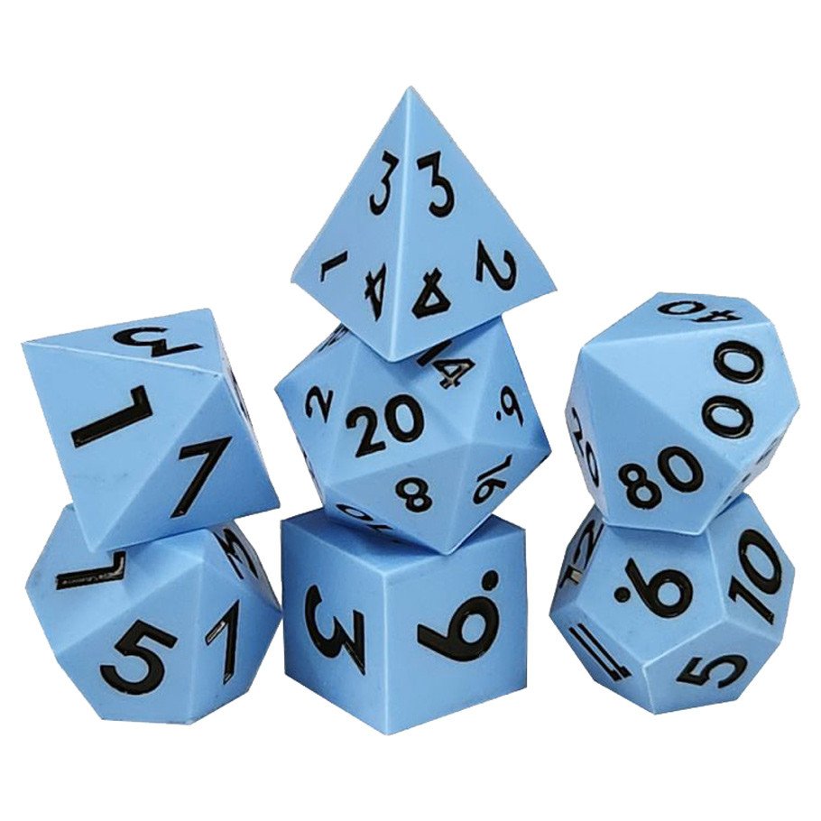 7-Set: 16mm Bouncy Silicone Dice: Light Blue
