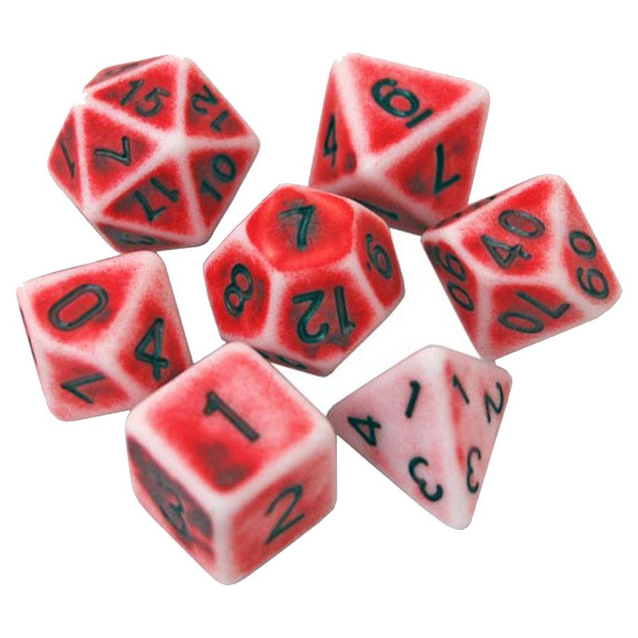 7-Set: 16mm Resin Dice: Ancient: Red & White
