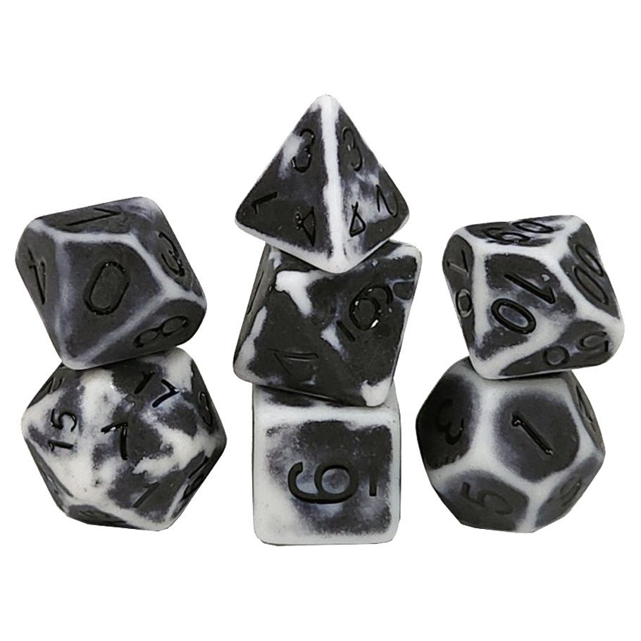 7-Set: 16mm Resin Dice: Ancient: Grey & White