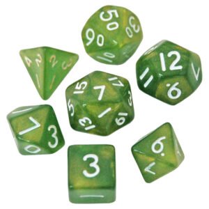 7-Set: 10mm Resin Dice: Pearl: Green