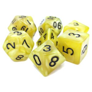 7-Set: 10mm Resin Dice: Pearl: Yellow