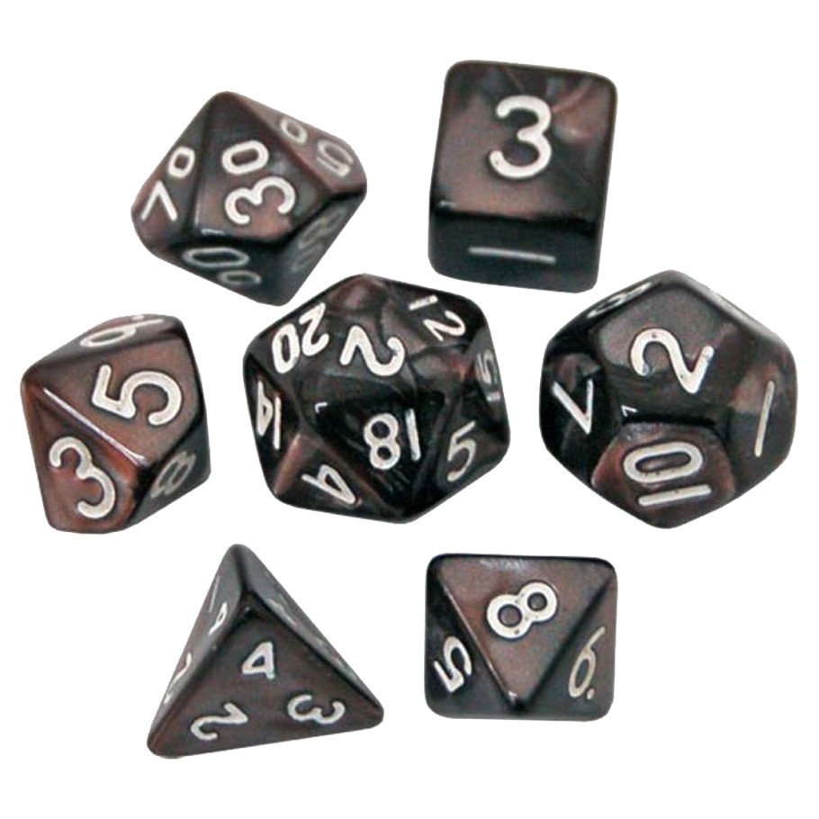 7-Set: 10mm Resin Dice: Pearl: Grey