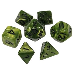 7-Set: 10mm Resin Dice: Pearl: Olive Green