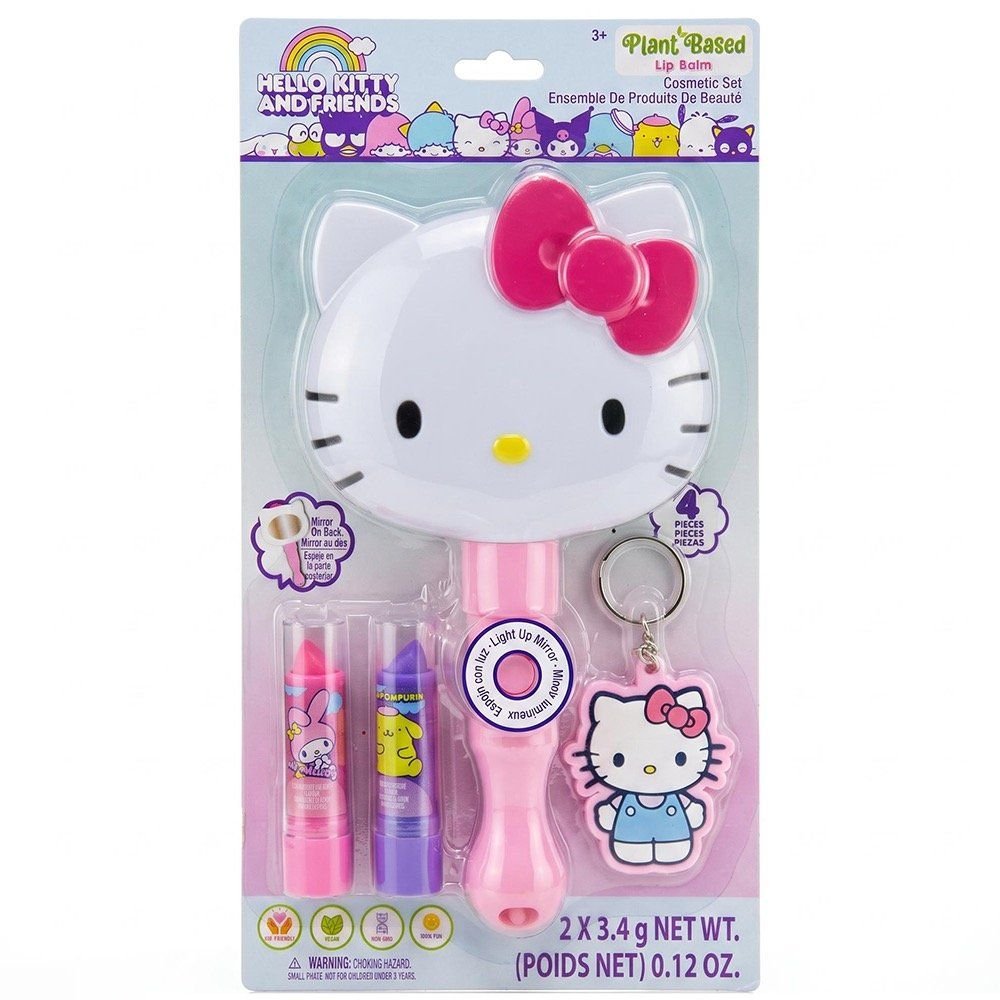 Wholesale Hello Kitty Light Up Mirror with 2 Lip Balms & Keychain
