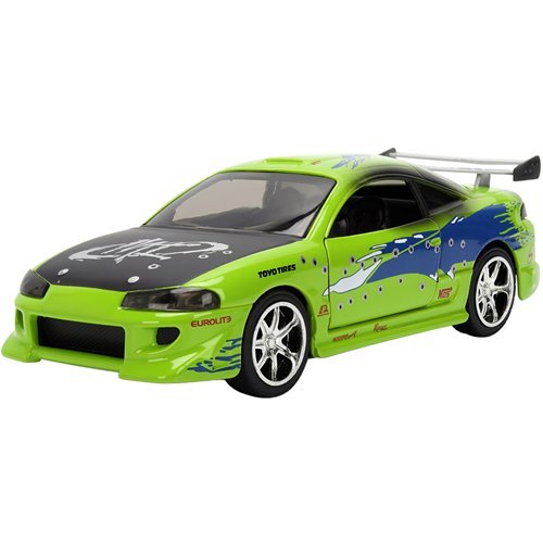 Fast and the Furious Brian's 1995 Mitsubishi Eclipse Damaged Glossy Green 1:32 Scale Die-Cast Metal Vehicle