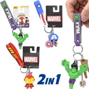 Wholesale Avengers 3D Molded Rubber Keychain with Wrist Strap 3 Asstd.