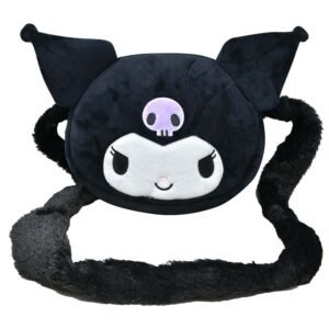 Wholesale Hello Kitty Kuromi Plush Head Cross Body Bag with Furry Handle