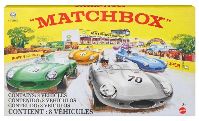 Mattel Mbx Collector 70Th Anniversary Bundle Set of 8 Die-Cast Cars in 1:64 Scale with Premium Decos Including 1 Exclusive Vehicle, True Grip Tires, Platinum-Tone Finish - Image 2