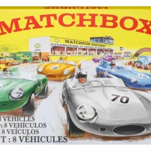 Mattel Mbx Collector 70Th Anniversary Bundle Set of 8 Die-Cast Cars in 1:64 Scale with Premium Decos Including 1 Exclusive Vehicle, True Grip Tires, Platinum-Tone Finish