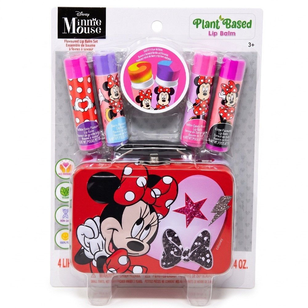 Wholesale Minnie 4pk Swirl Lip Balm with Tin on Card