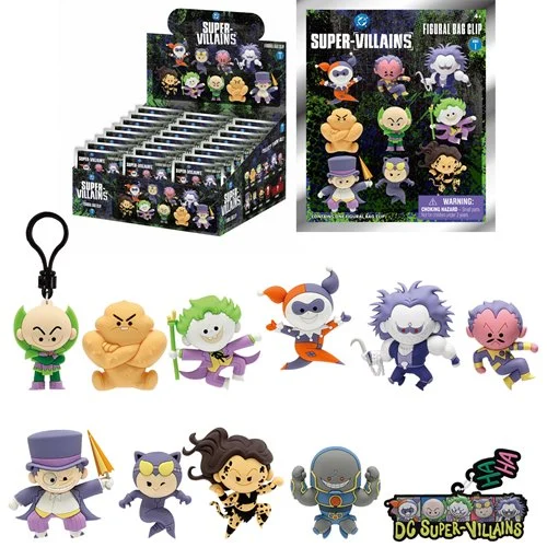 DC Comics Villains 3D Foam Bag Clip Display Case of 24