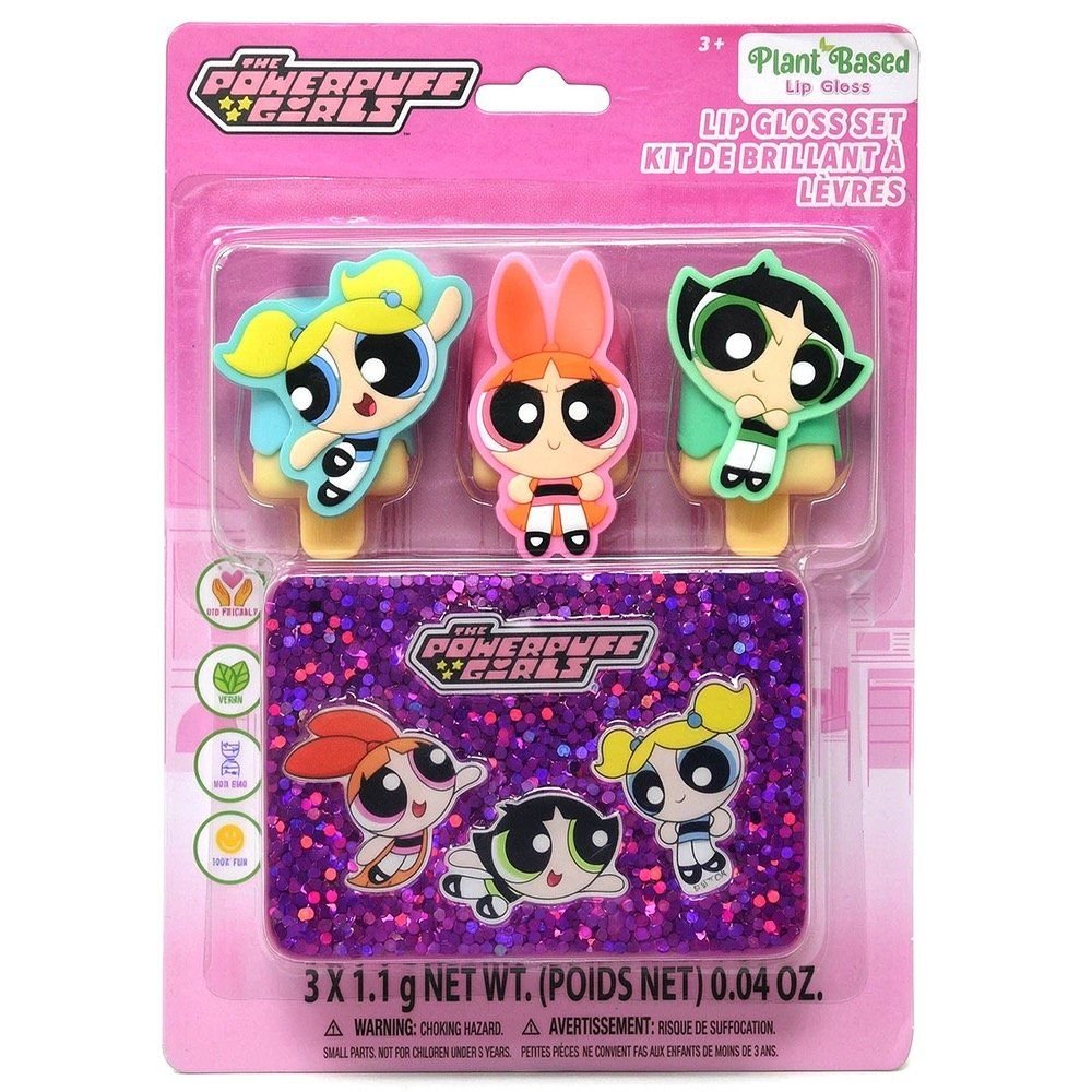 Wholesale Power Puff Girls 3pk Lip Gloss with Glitter Case on Card