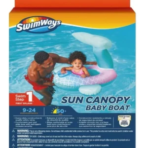 Spinmaster Swimways Sun Canopy Baby Boat, Inflatable Baby Po [SPI-6063581]