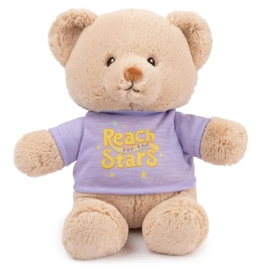 Spinmaster GUND “Be Brave” Sustainable Message Bear with Purple T-Shirt