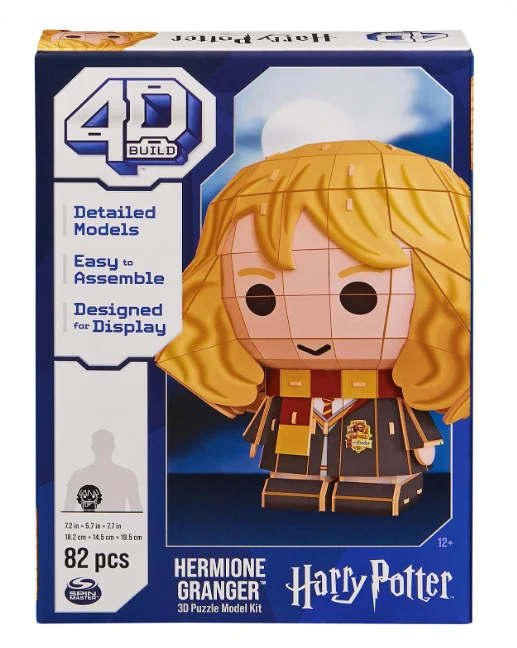 Spinmaster 4D Build, Harry Potter Hermione Granger 3D Puzzle Model Kit 82 Pcs, Harry Potter