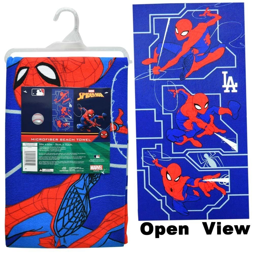 Wholesale MAR-MLB 30X60 Microfiber Cheerful Towel Spidey Ball - Dodgers