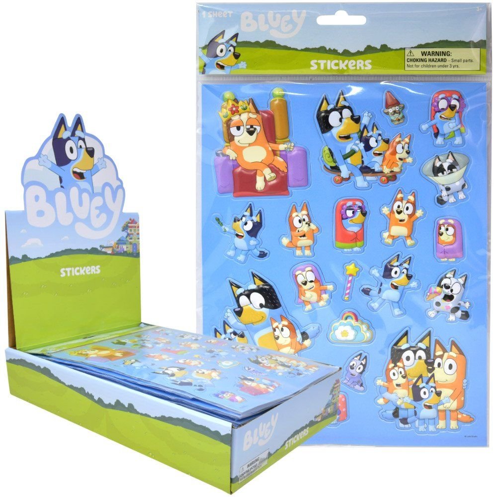 Wholesale Bluey Raised Sticker Sheet in Display