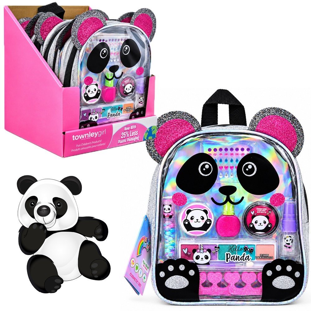 Wholesale Panda Shaped Cosmetics in Glitter Backpack